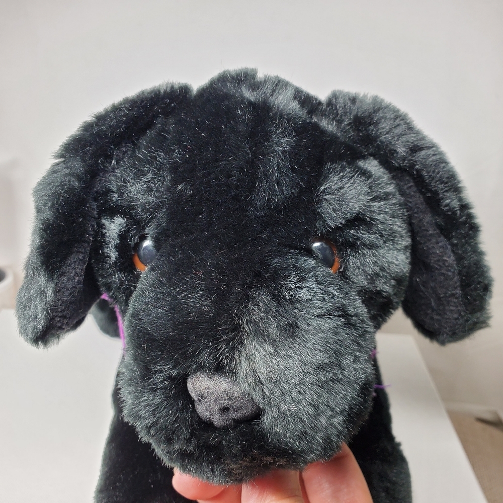 Raisin Black Lab Plush Puppy Dog Metal Heart 2nd Edition Purple Bandana Stuffed